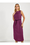 Checked Boat Neck Sleeveless Sheath Midi Dress - 2