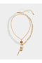 Set of 2 - Faux Pearl Accent Chain Necklace - 2