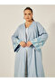 Plus Size A-Line Front Open Abaya with Printed Tonal Detail - 3