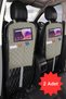 2 Pieces Beige Leather Quilted Car Seat Back Organizer Tablet Holder Organizer iPad Tablet Holder - 3