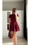 Short Sleeve Pleated Dress - 2