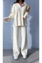 Women's Corded Collar Zippered Leg Slit Side Zippered Skin Knitwear Set