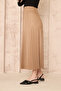 Women's Leather Look Pleated Long Skirt - 7