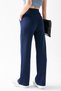 Women's Navy Blue High Waist Lycra Stretchy Elastic Waist Velcro Closure Comfortable Palazzo Trousers - 8