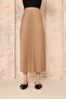 Women's Leather Look Pleated Long Skirt - 6
