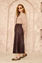 Women's Leather Look Pleated Long Skirt - 4