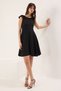 Black Straight Hem Waist Opening Mini Woven Dress Twoss25El00130 - 2