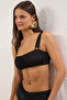 Siyah Drapeli Bralette Kaplı Bikini Üstü TBESS25BU00045