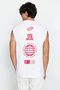 Beyaz Oversize/Geniş Kesim %100 Pamuklu Baskılı T-Shirt TMNSS25AL00003