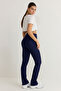 Lacivert Tam Boy Straight Cut Toparlayıcı Dalgıç Örme Spor Tayt THMSS25TY00009 - 5