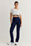 Lacivert Tam Boy Straight Cut Toparlayıcı Dalgıç Örme Spor Tayt THMSS25TY00009 - 2
