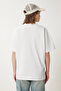 Women's Ecru Teddy Bear Embroidered Cotton Oversize Knitted T-Shirt Cr00461 - 4