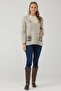 Women's Floral Embroidered Zippered Knitwear Jacket with Pockets - Mink