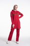 Women's Light Red Hooded Glitter Stripe Tracksuit Set - 2