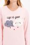 Somon Pamuklu Nakışlı Örme Pijama Takımı THMAW21PT0646 - 5