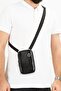Alva Clup Genuine Leather Freebag Shoulder Bag with Headphone Jack Black (12x18cm)