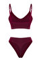 Bordo Seamless/Dikişsiz Simli/Parlak Kapsız Askılı Örme İç Çamaşırı Takımı THMSS25CC00001 - 6