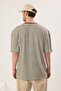 Haki-Ekru Çizgili Oversize/Geniş Kesim Dokulu T-Shirt TMNSS25TS00081 - 2