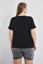 Siyah Regular Fit V Yaka Büyük Beden T-shirt TBBSS25BF00062 - 4