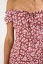 Burgundy Floral Carmen Collar Skater/Waist Opening Ribbed Stretchy Mini Knitted Dress Twoss25El00472 - 3
