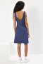 Indigo Denim Look Mini a Line/Bell Cut Knitted Dress Twoss25El00681 - 4