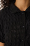 Black Textured Fitted/Bodycon Short Sleeve Stretch Knit Blouse Twoss24Bz00429 - 3