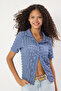 Indigo Dokulu Fitted/Vücuda Oturan Kısa Kollu Esnek Örme Bluz TWOSS24BZ00429