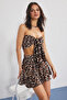 Leopard Print Woven Tie Detail Beach Blouse-Skirt Set Tbess25Au00104 - 2