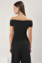 Black Carmen Collar Accessory Knitted Stylish Blouse Tprss25Bz00046 - 4