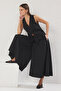 Siyah Etek Görünümlü Mat Dokulu Wide Leg Extra Geniş Paça Beli Lastikli Pantolon TWOSS25PL00101 - 2