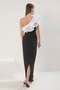 Black-White One-Shoulder Flounces Woven Long Stylish Evening Dress Night Graduation Dress Tprss25Ae00123 - 4