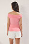 Pembe Gül Detaylı Fitted/Vucuda Oturan Esnek Örme Bluz TWOSS25BZ00041 - 4