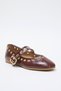Brown Eyelet Detailed Buckle Almond Toe Mary Jane Women's Ballerina Flats Takss25Be00043 - 5