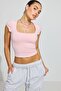 Jt7063 Square Neck Stretchy Crop Blouse