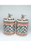 Enamel House 15 cm Large Size Double Checkers Bird Pattern Enamel Jar Set