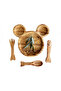 Olive Tree 4 Piece Wooden Food Set with Mickey Mouse - Hera Collection - 100% Natural Olive Tree - 4