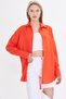 Women's Orange Oversize Textured Linen Look Wide Cuff Shirt ARM-24K001001
