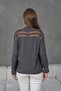 Transparent Striped Knitwear Sweater Knitwear Blouse 1107 Anthracite - 7