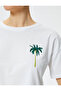 Crop T-Shirt Short Sleeve Crew Neck Embroidery Detail - 5