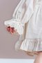Sarah Girl's Flared Linen Dress with Lace Collar and Balloon Sleeves (beige) - 6