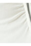Zipper Detailed Slim Fit Draped Short Sleeve Crop T-Shirt - 6