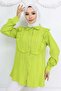 Ruffle Detailed Self Patterned Shirt Pistachio Green 2235 - 4
