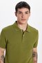 Men's Slim Fit Slim Fit 100% Cotton Khaki Polo Neck T-Shirt - 2