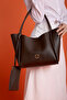 Women's Brown Shoulder and Shoulder Bag with Wide Compartment Magnet Closure with Athens Puppy Wallet - 3