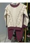 Girl's Ruffle Detailed Bottom and Top Set (Burgundy Color) - 3
