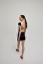 Women's Black Color Backless Short Sleeve Dress - 4