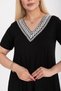 Women's Large Size Black Viscose Ethnic Collar Stylish Dress - 3