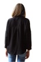 Women's Linen Black Long Sleeve Oversize Shirt - 3