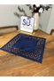 Navy Blue Nubuck Texture Thick Fabric Quality Sports Special Laser Cut American Service Napkin 6-Piece Supla Set - 2