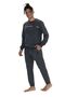 18921 Men's Anthracite Melange Long Sleeve Round Neck Pajama Set - 2